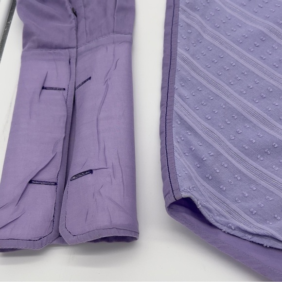 Angelino Men’s Dress Shirt 18 Lavender Cross Embroidery Button Front Cotton - Picture 4 of 15